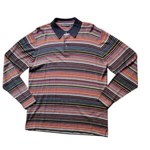 Vintage Barry Bricken Silk Blnd Sweater Color Block Horizontal Stripes Large 90s